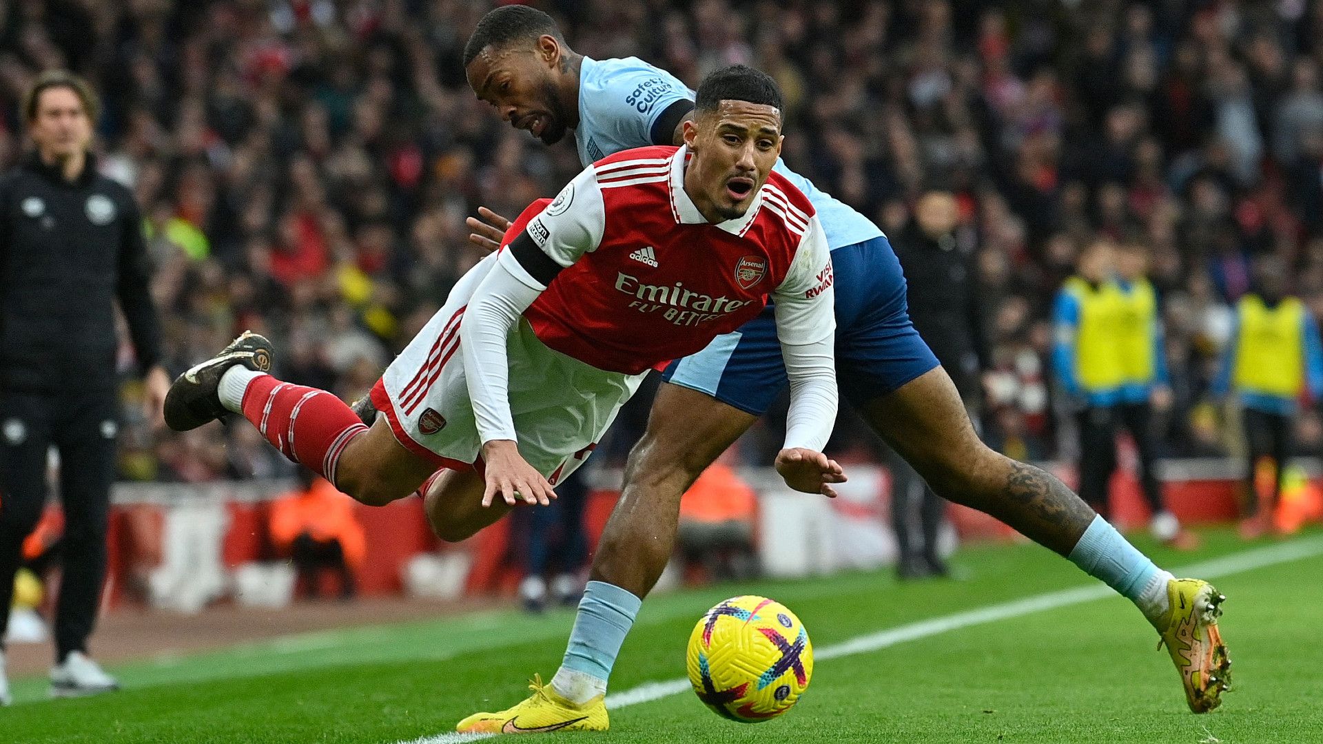 WILLIAM SALIBA ARSENAL IVAN TONEY BRENTFORD PREMIER LEAGUE 11022023