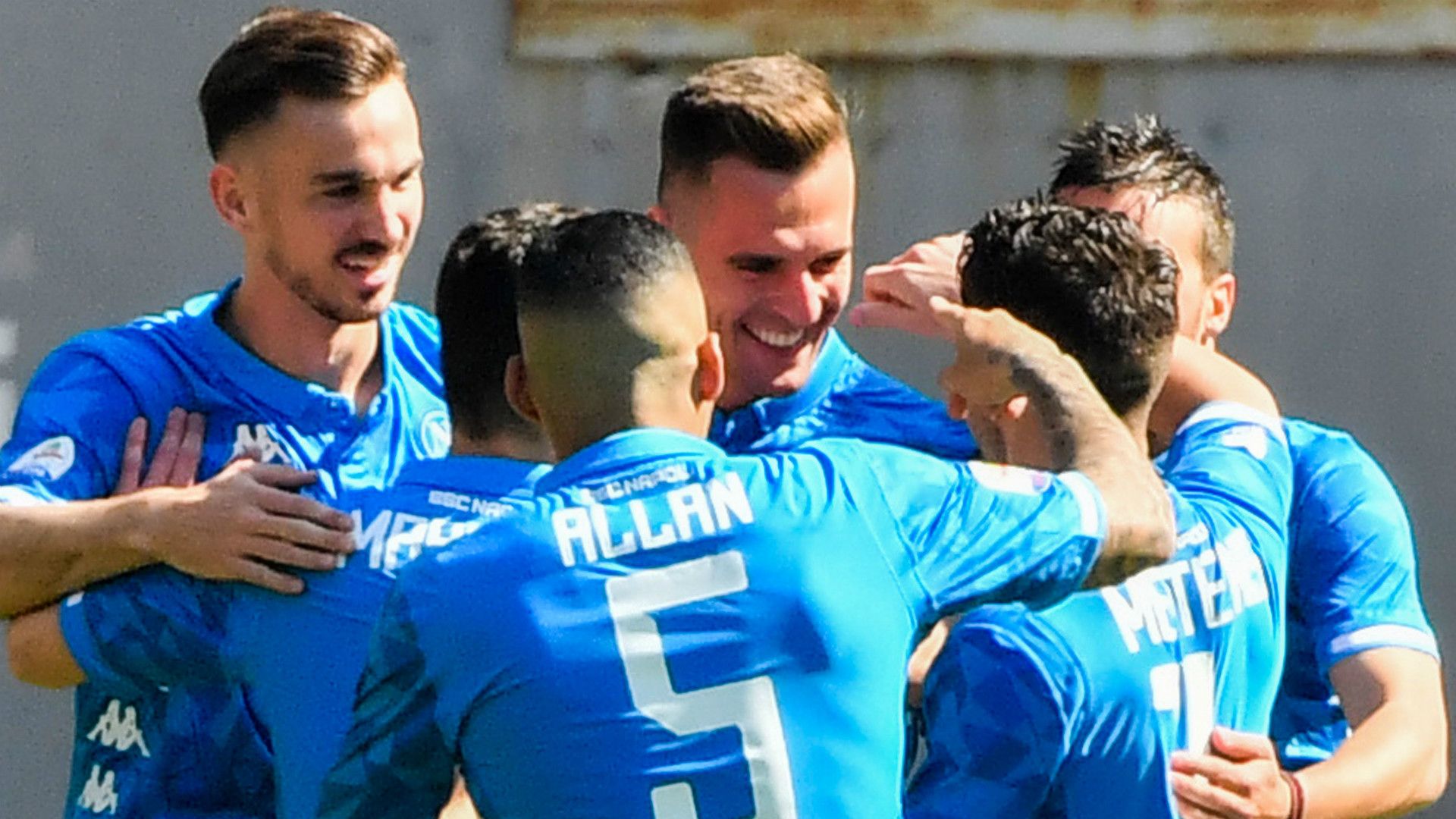 Napoli celebrating goal against Roma