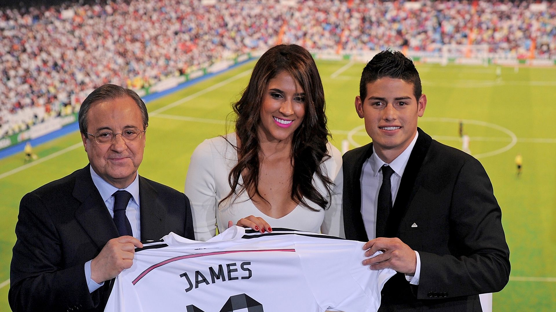 Florentino Pérez, Daniela Ospina y James Rodríguez