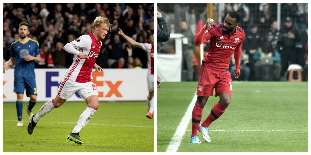 Dolberg vs Lacazette collage