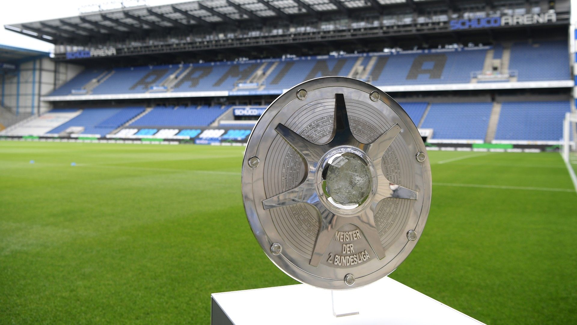 A detailed view of The Meisterschale trophy of the 2. Bundesliga