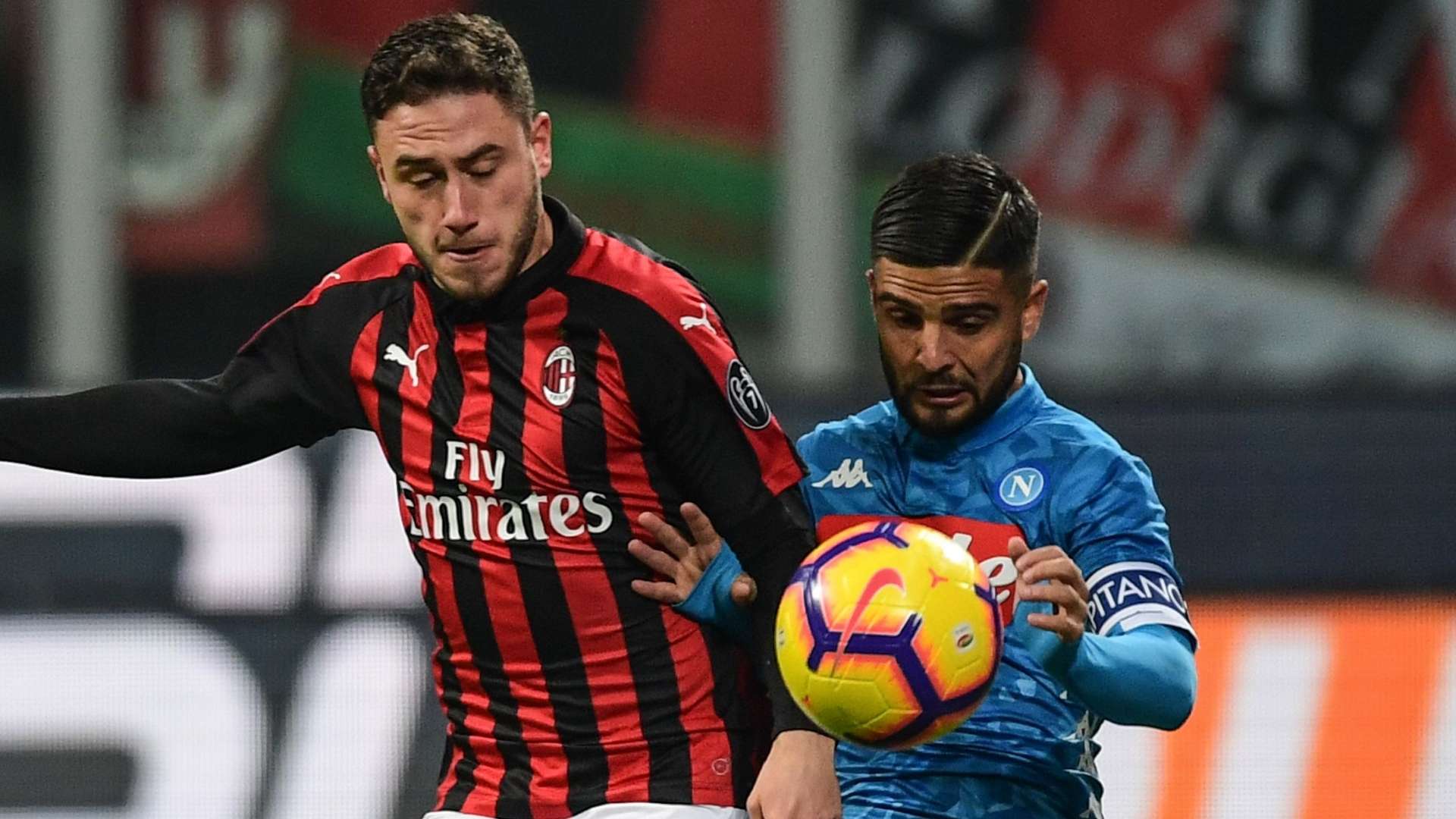 Davide Calabria, Lorenzo Insigne, AC Milan vs Napoli