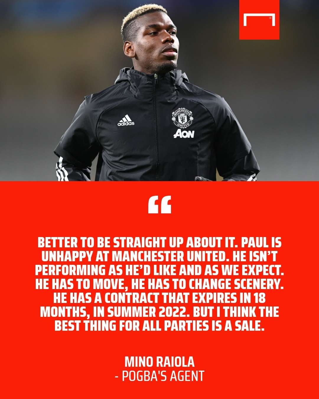 Paul Pogba Manchester United GFX Mino Raiola quote