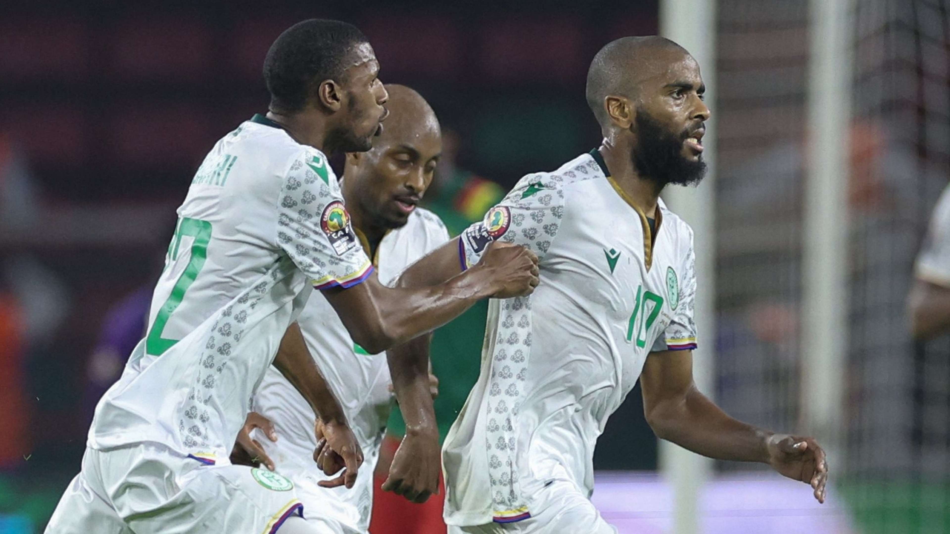 Youssouf M'Changama, Comoros, celebrates vs Cameroon, Afcon 2021