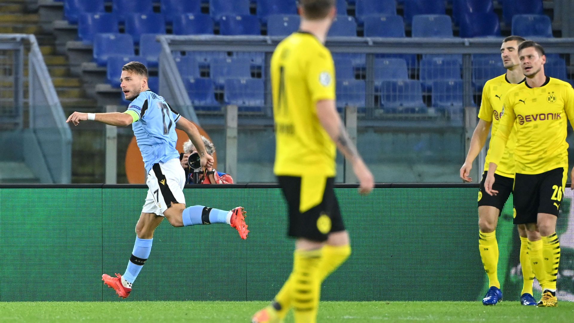Immobile celebrating Lazio Borussia Dortmund Champions League