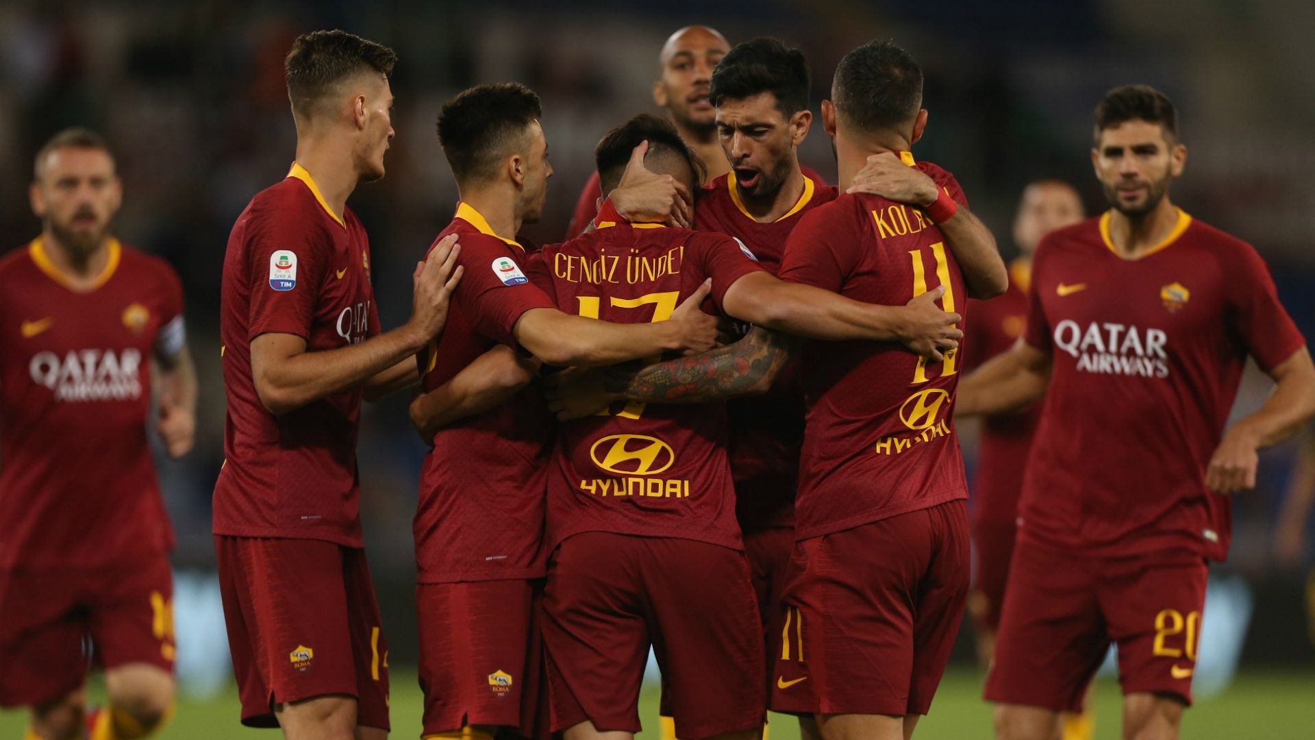 Roma celebrating Roma Frosinone Serie A