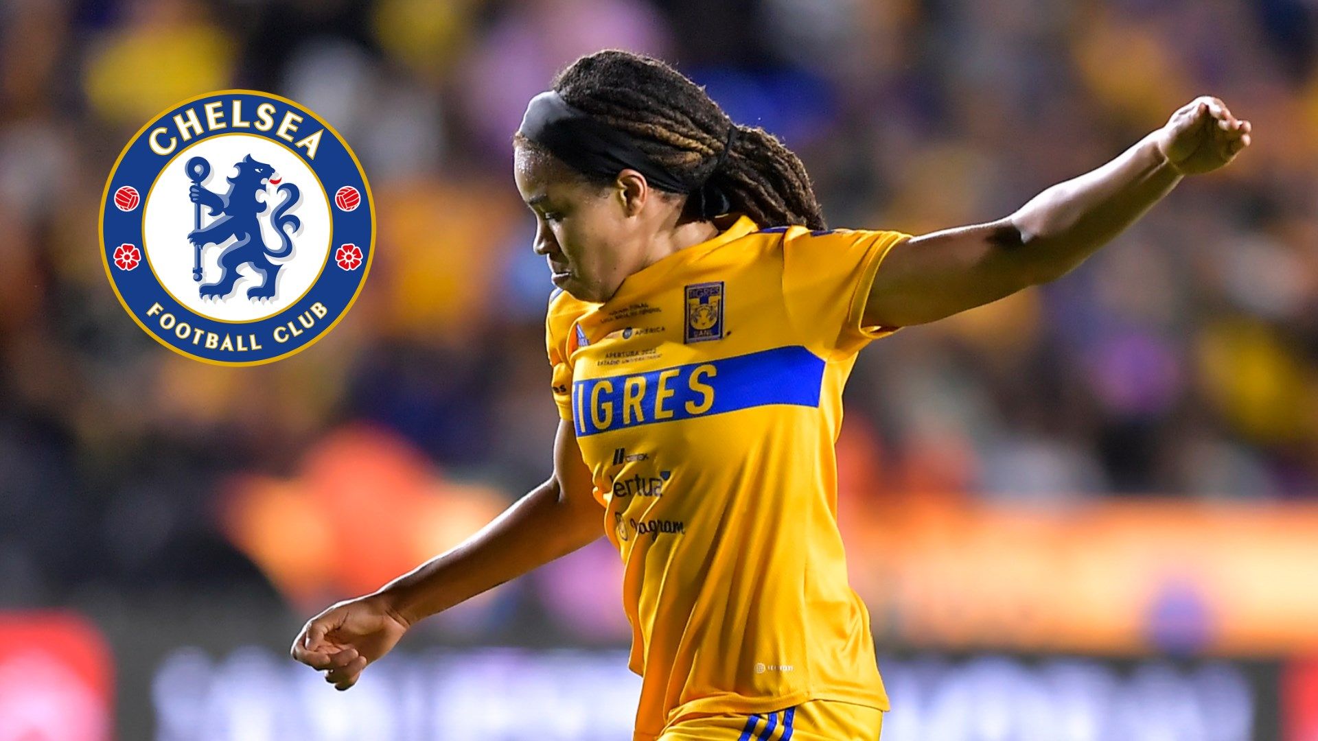 Mia Fishel Chelsea badge composite