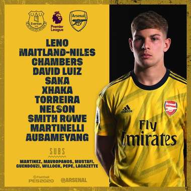 Everton vs Arsenal line up 21122019 EPL