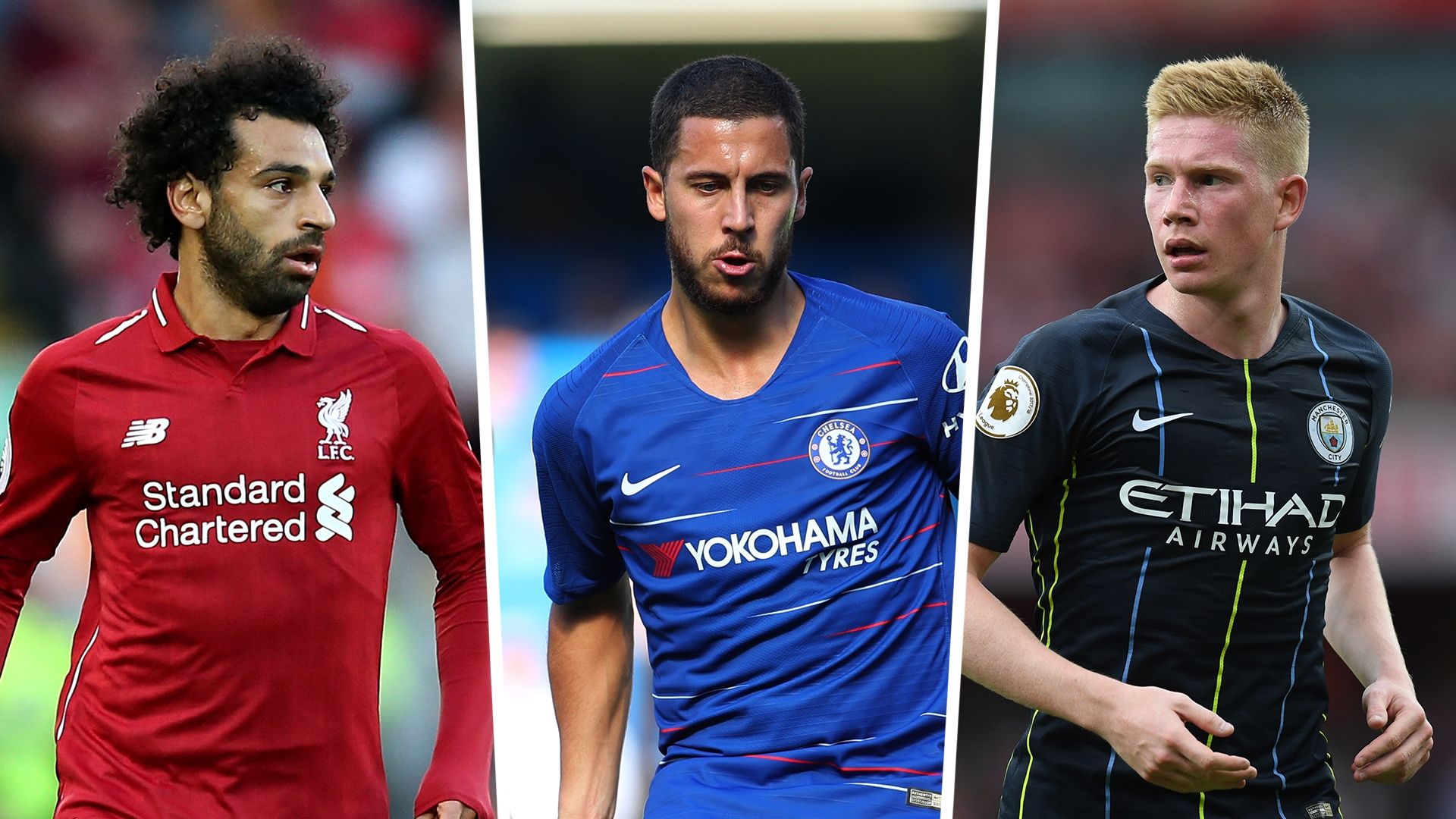 Mohamed Salah, Eden Hazard, Kevin De Bruyne