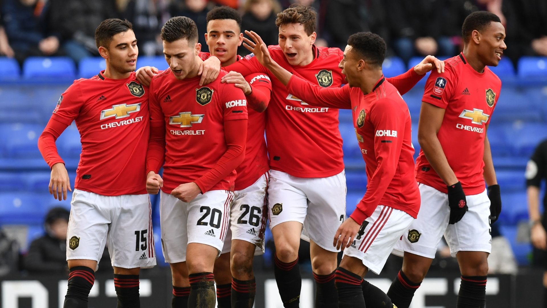 Man Utd celebrate Diogo Dalot goal vs Tranmere