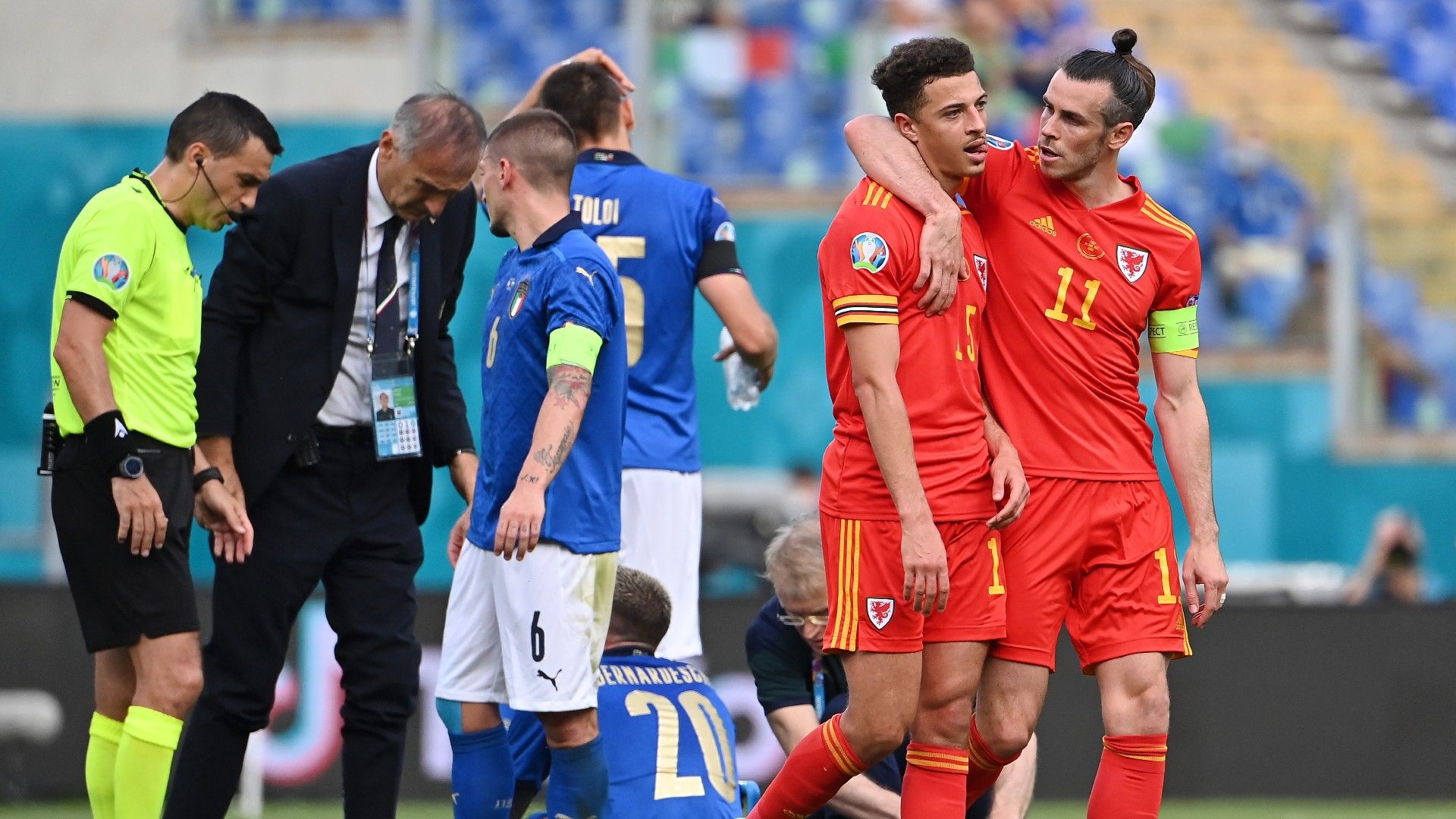 Ethan Ampadu Gareth Bale Italy vs Wales Euro 2020