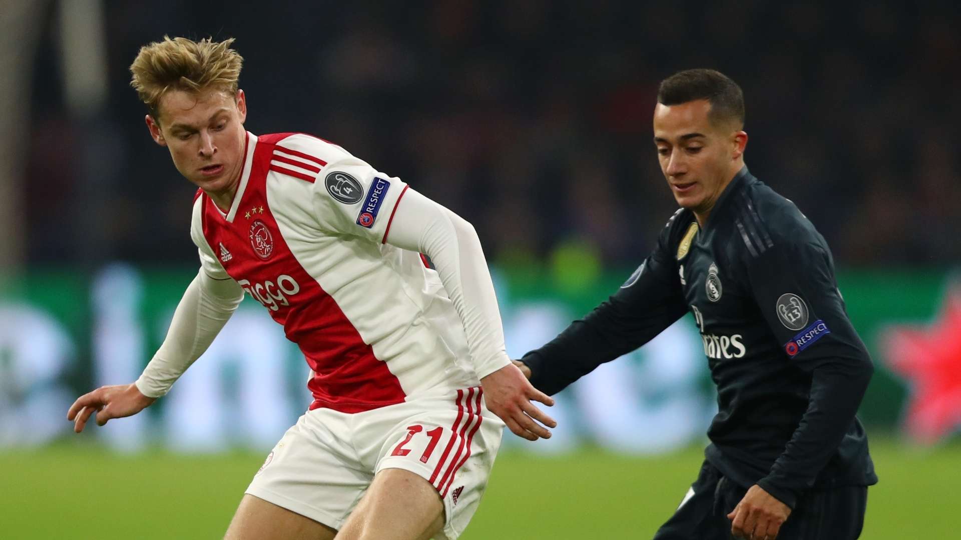 Frenkie de Jong, Lucas Vazquez, Ajax vs Real Madrid