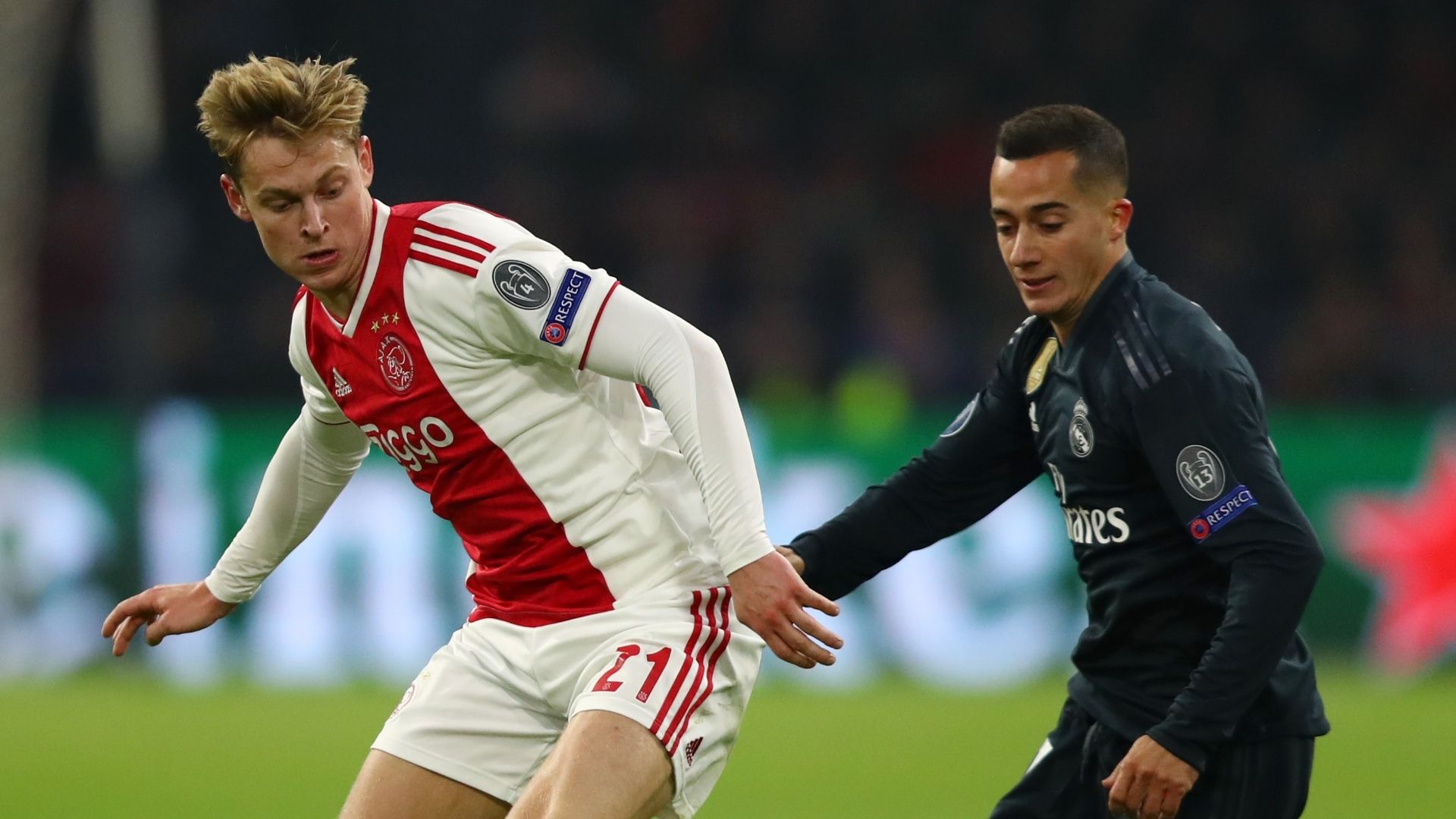 Frenkie de Jong, Lucas Vazquez, Ajax vs Real Madrid
