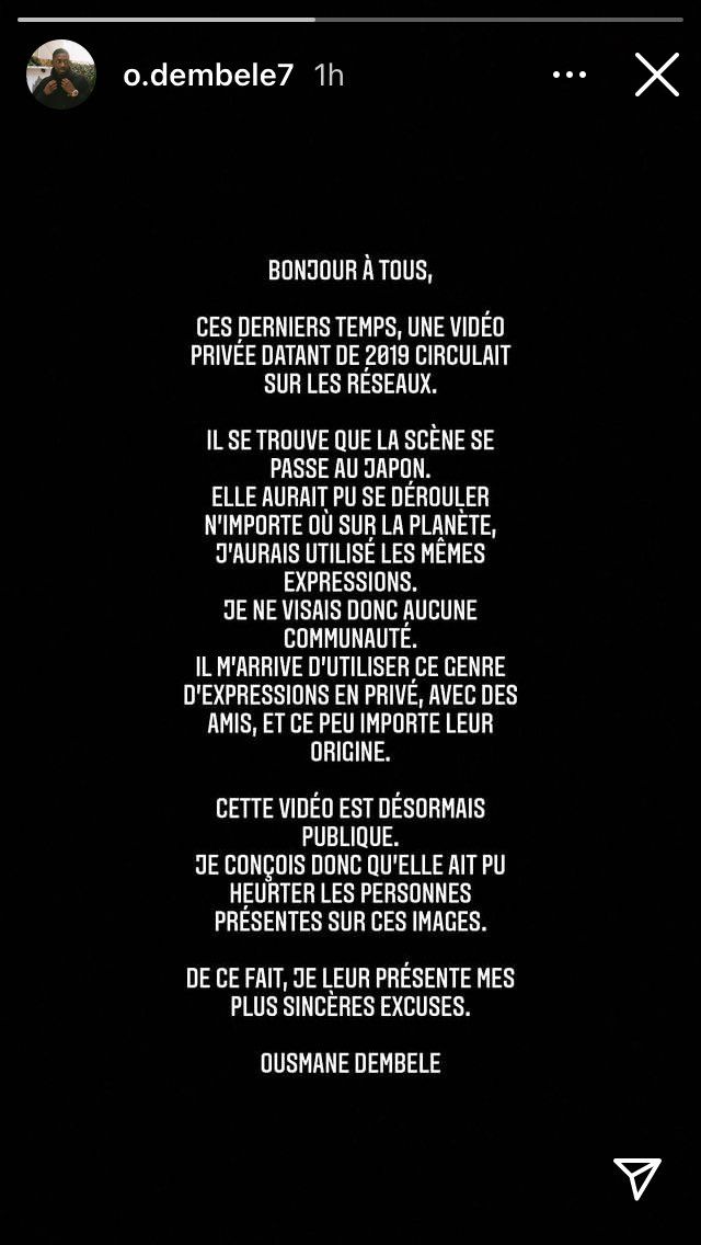 Ousmane Dembele Instagram apology