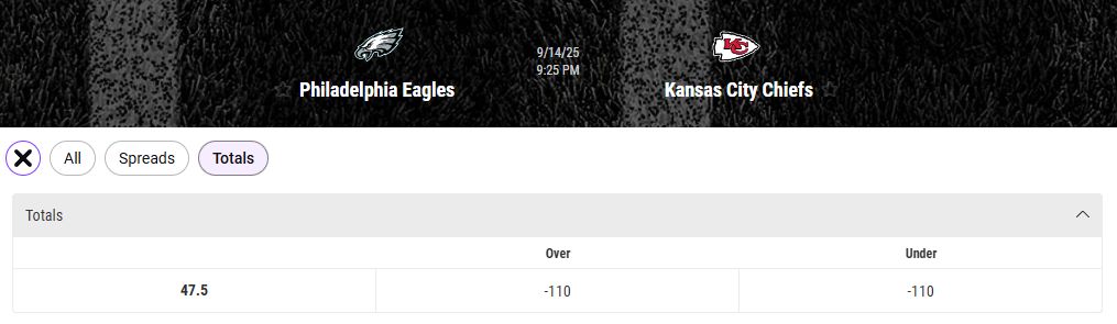 totals betting odds nfl