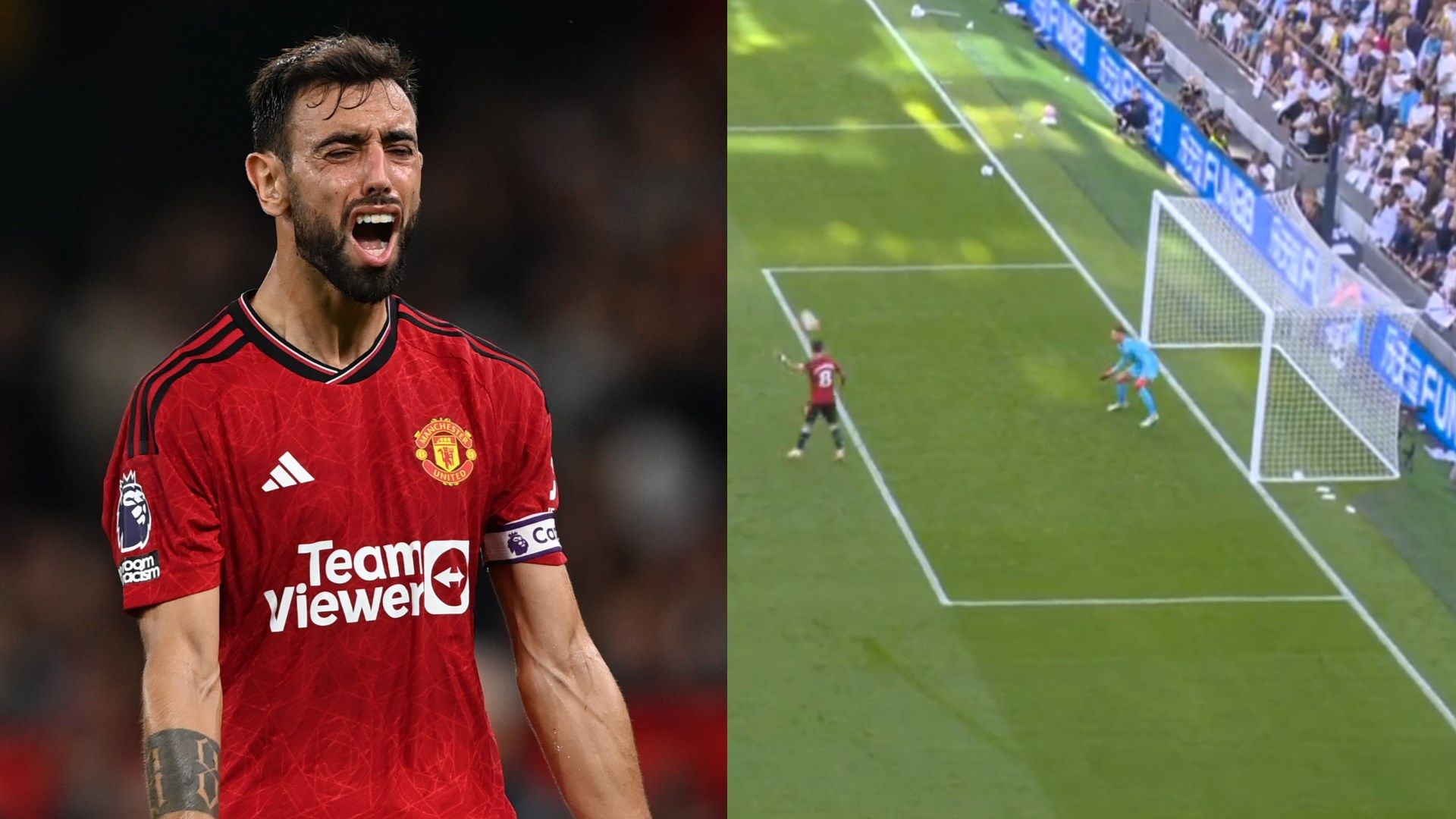 Bruno Fernandes header miss Tottenham