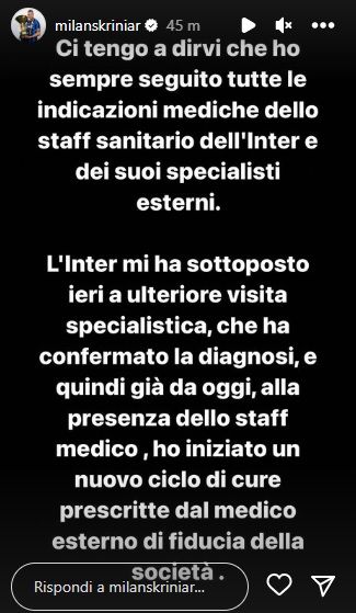 Milan Skriniar PSG Inter Instagram Story 24032023