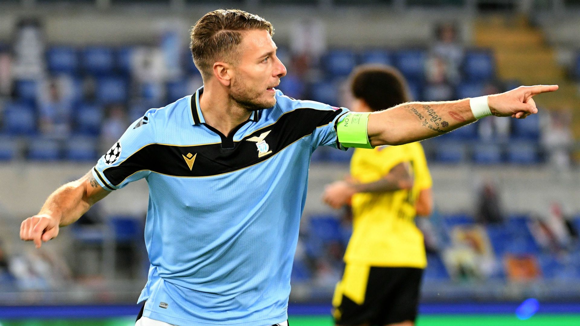 Immobile celebrating Lazio Borussia Dortmund Champions League