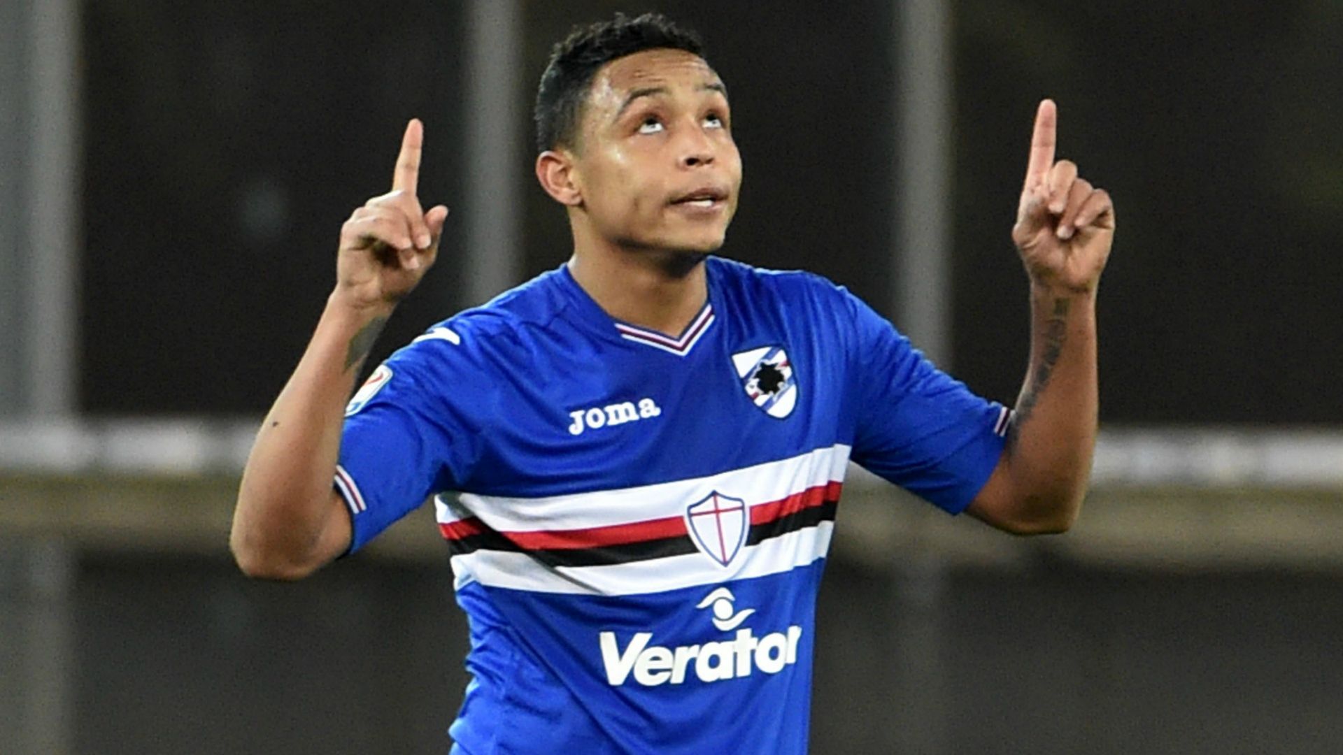 Luis Muriel celebrating Sampdoria Bologna Serie A 12022017