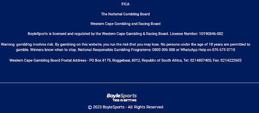 boylesports FICA certification screenshot