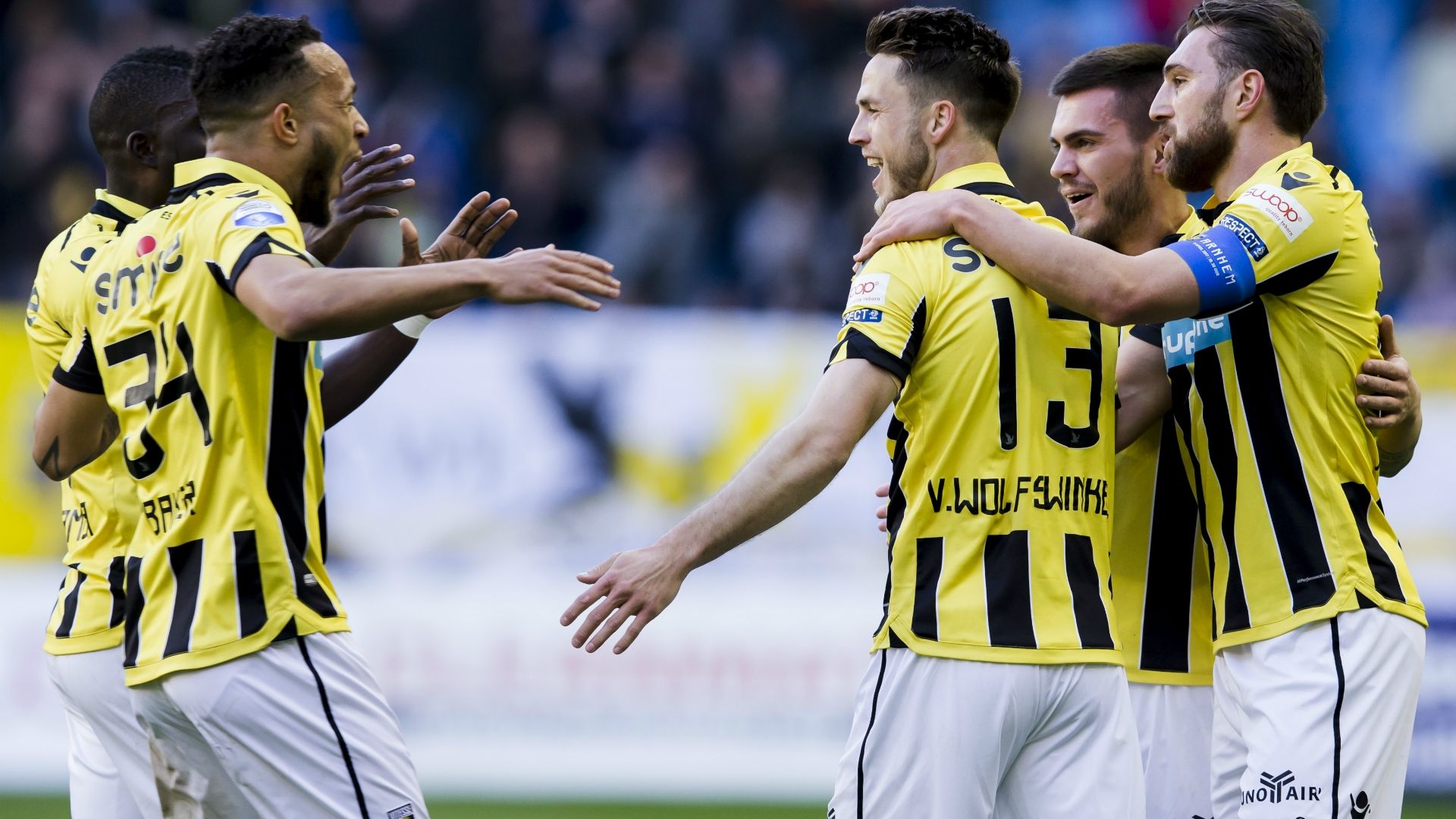 Lewis Baker, Ricky van Wolfswinkel. Guram Kashia, Vitesse, Eredivisie, 0482017