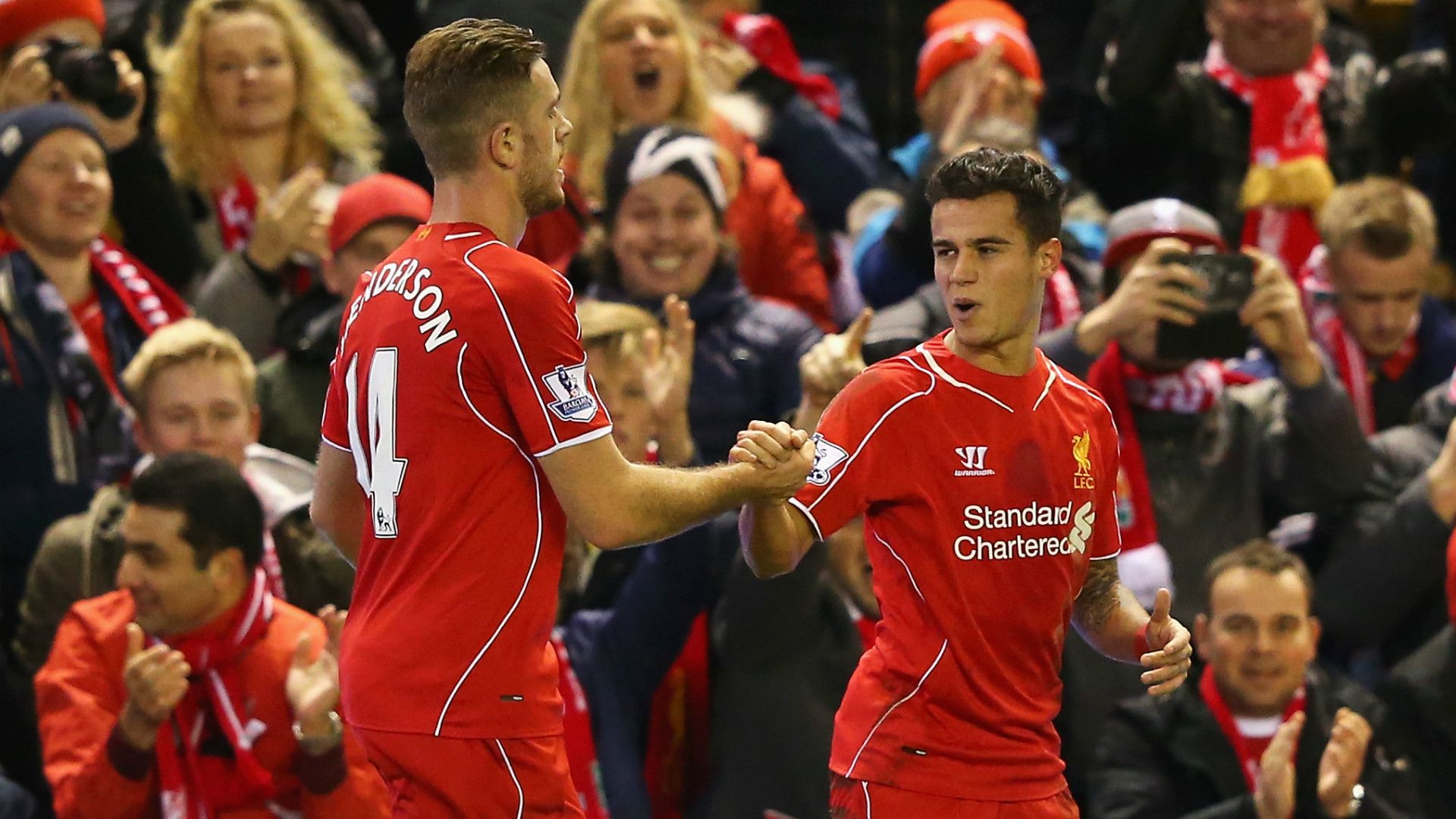 Jordan Henderson Philippe Coutinho Liverpool 21122014
