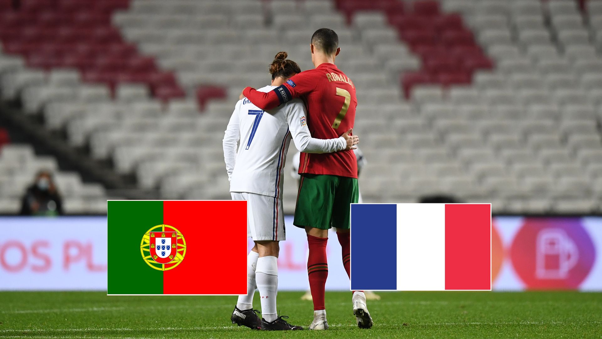 Portugal Frankreich Cristiano Ronaldo Antoine Griezmann umarmung tv live-stream heute gfx
