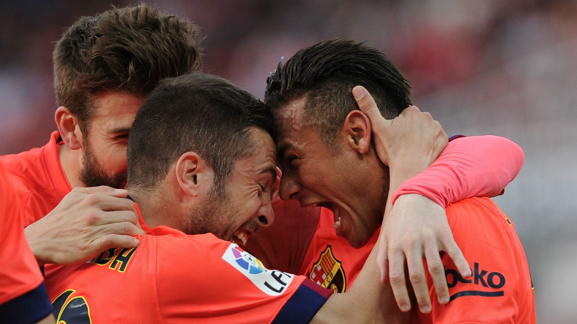 Gerard Pique Neymar Jordi Alba Sevilla Barcelona La Liga 11042015