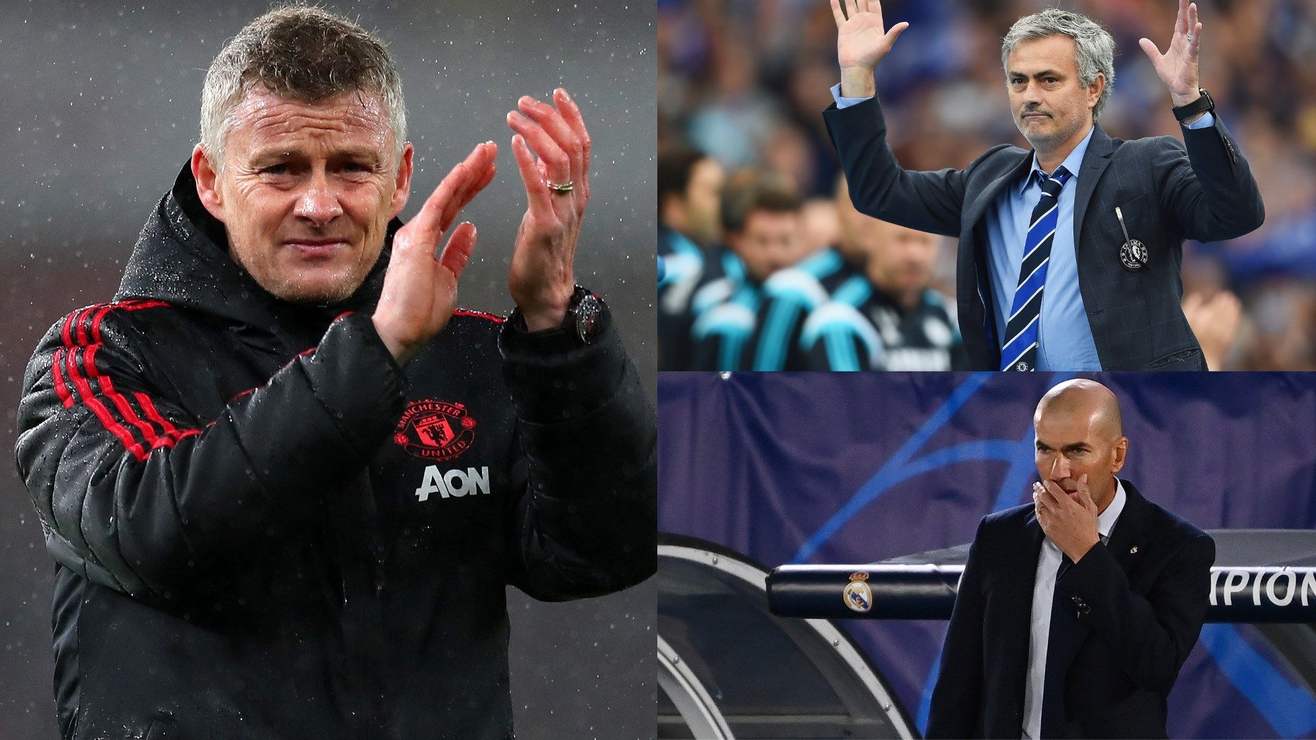 Ole Gunnar Solskjaer, Jose Mourinho, and Zinedine Zidane