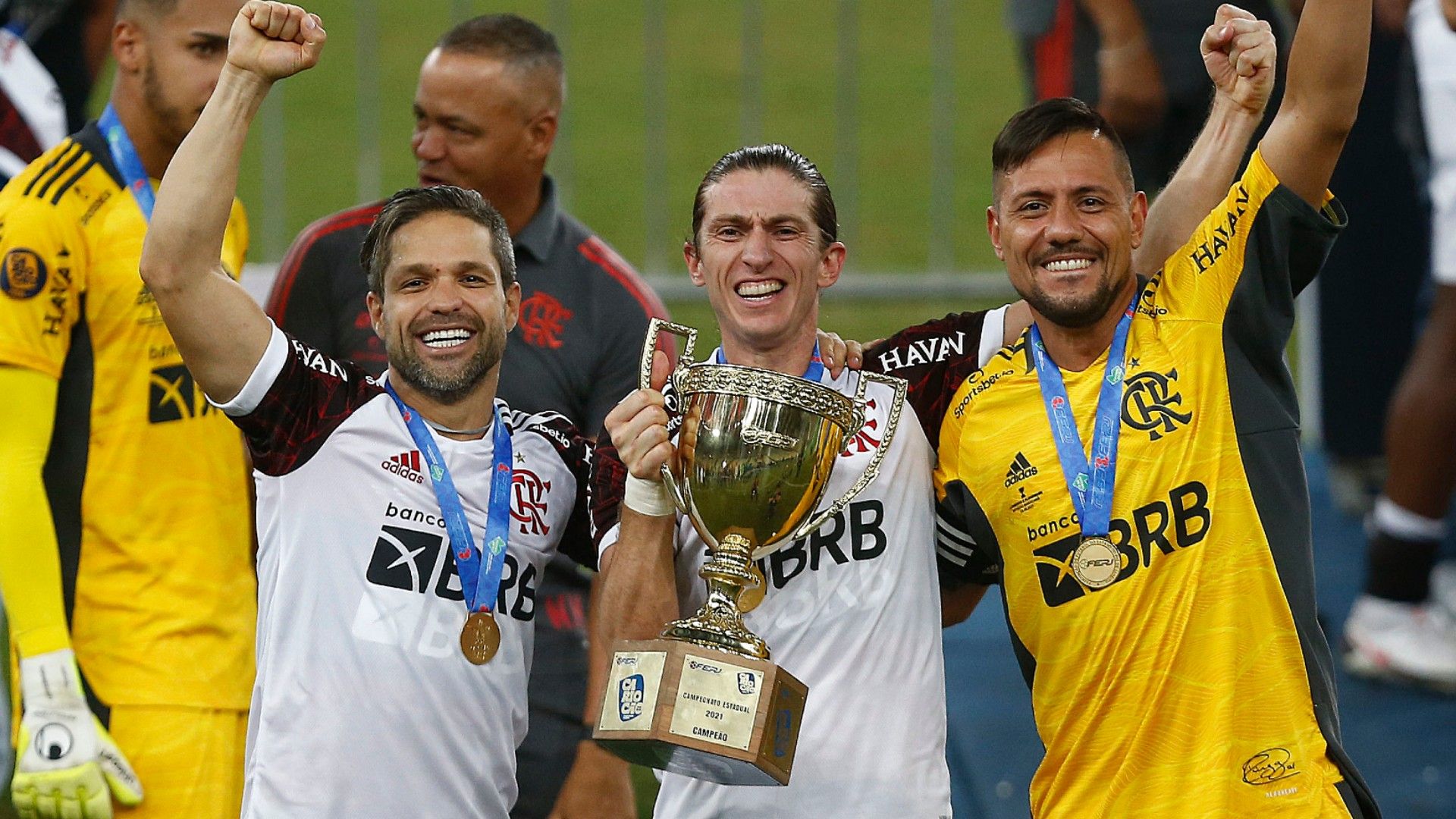 Diego Ribas Diego Alves Filipe Luis Flamengo campeão carioca 22 05 2021