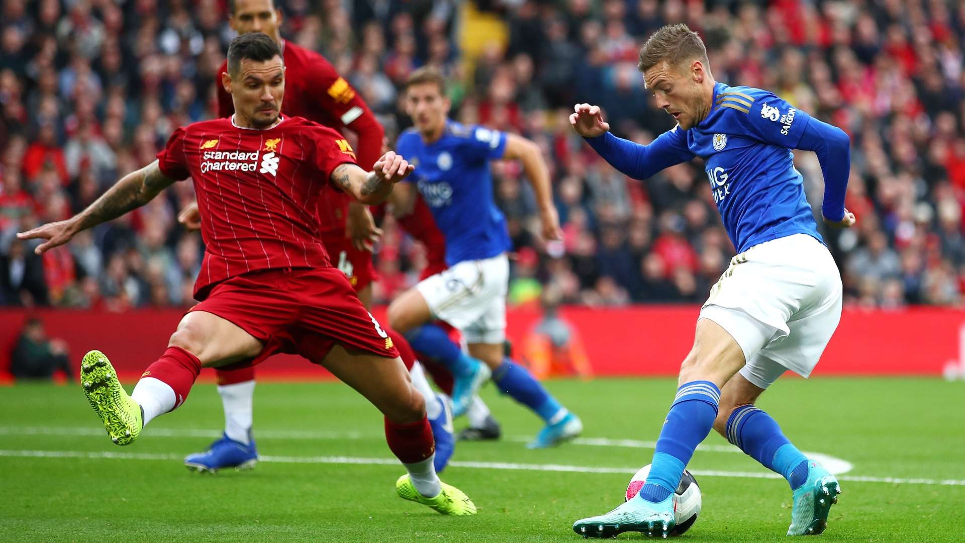 Jamie Vardy Dejan Lovren Leicester Liverpool 2019-20