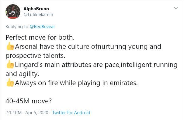 Lingard Arsenal Transfer