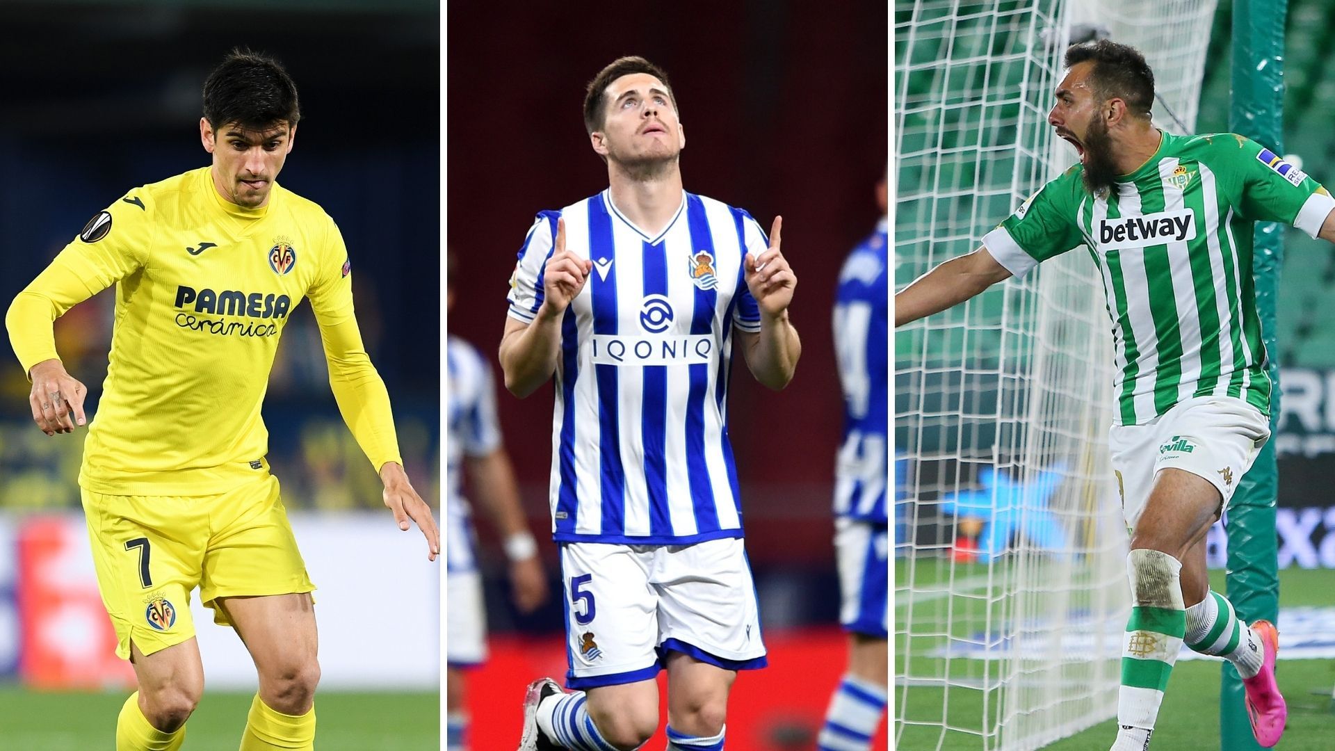 Gerard Moreno, Aritz Elustondo y Borja Iglesias, Villarrea, Real Sociedad y Betis