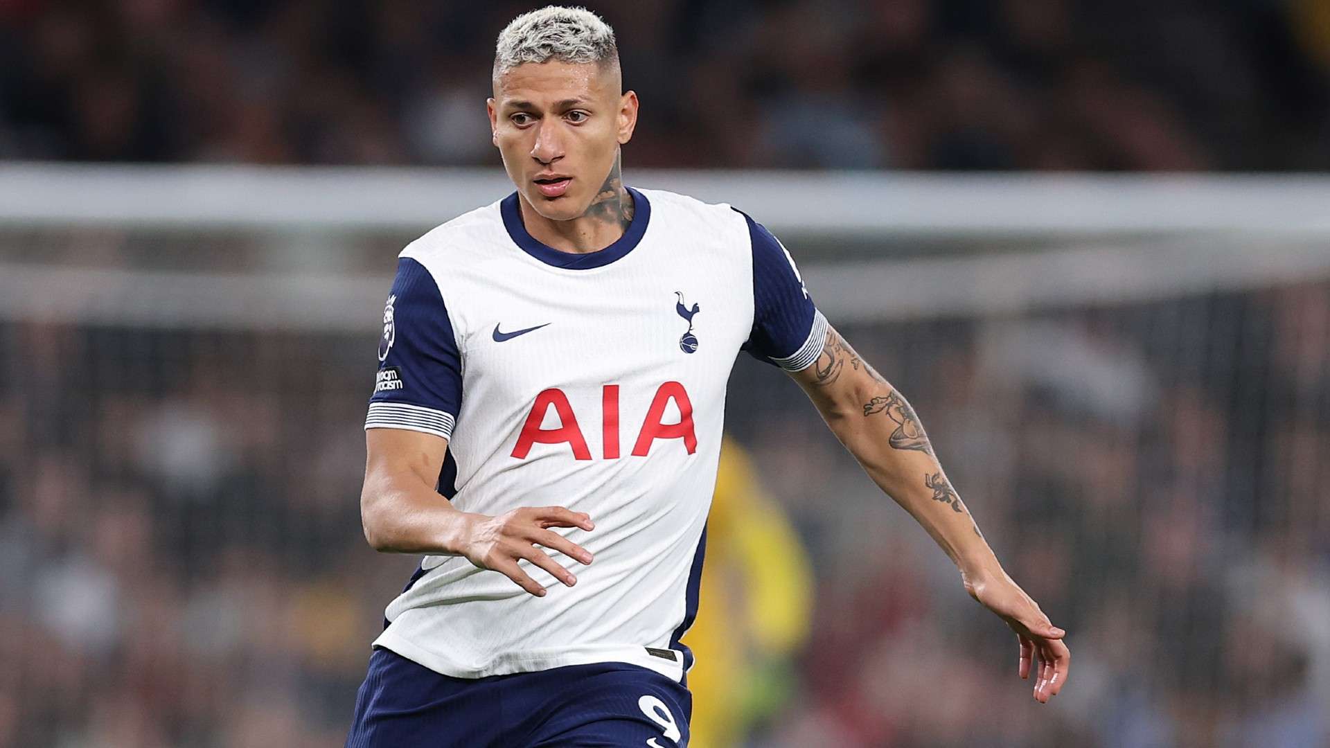 Richarlison of Tottenham Hotspur controls the ball