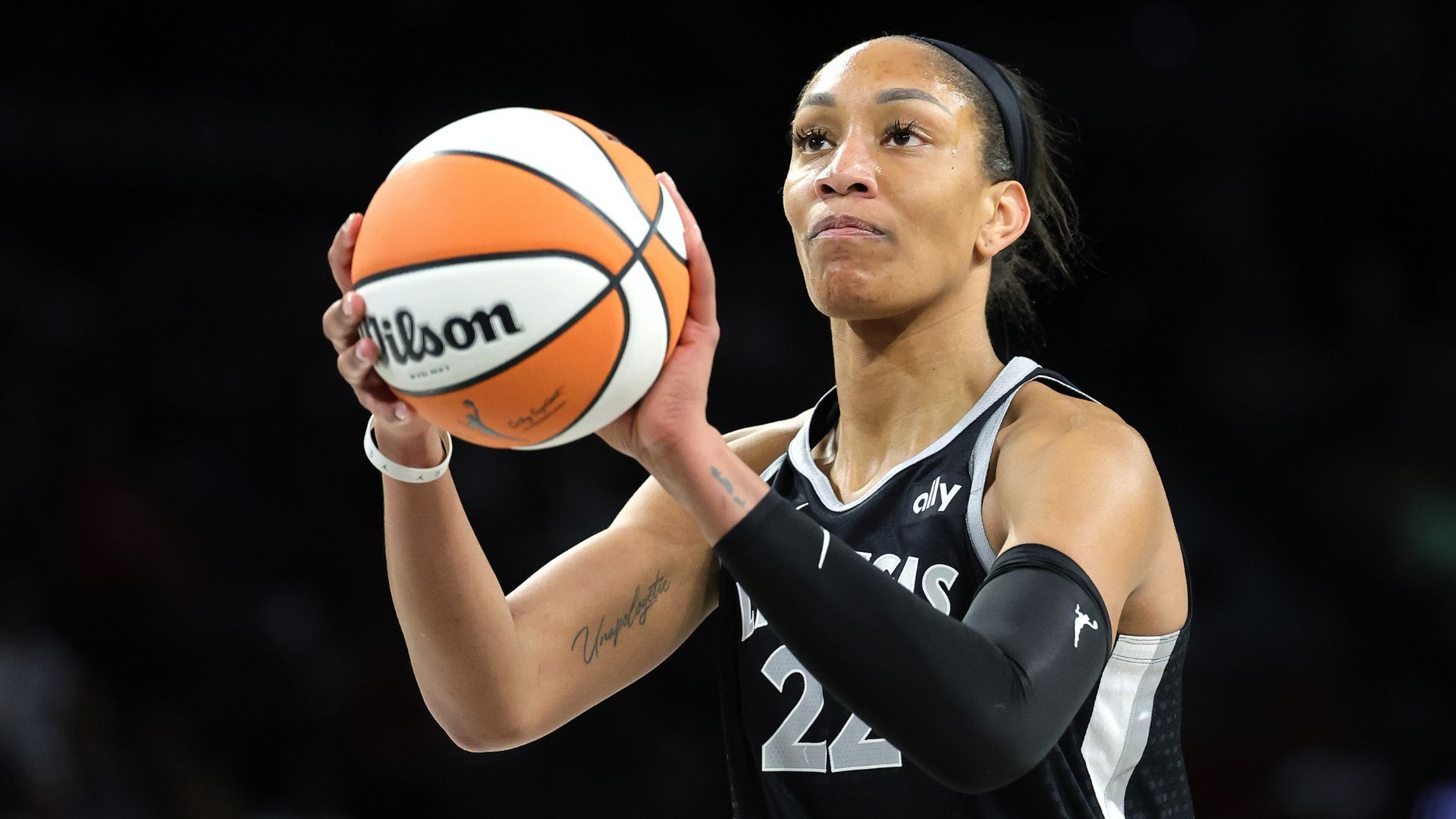 A'ja Wilson #22 of the Las Vegas Aces