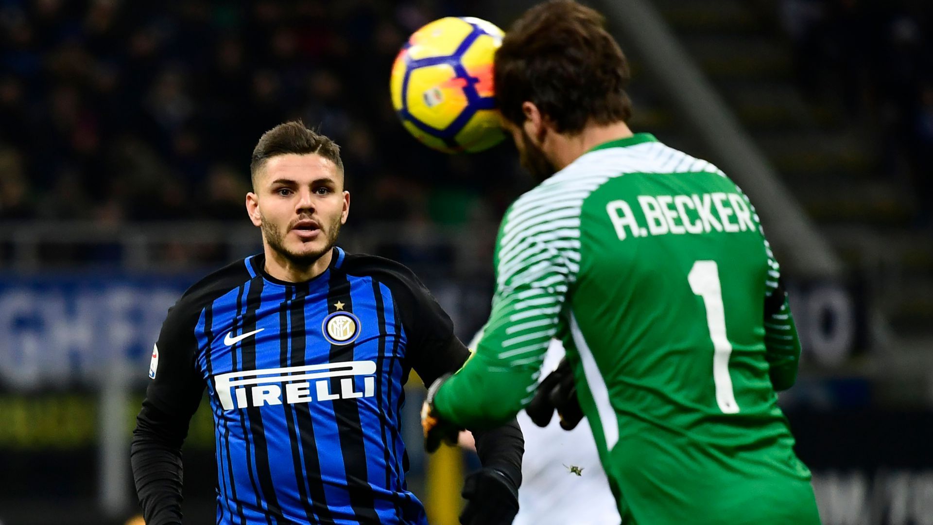 Mauro Icardi Alisson Becker Inter Roma