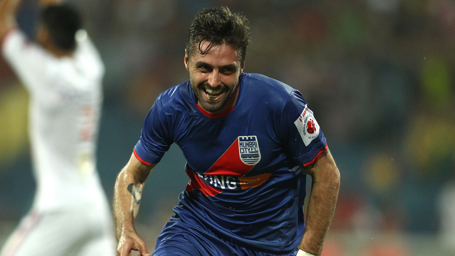 Andre Francisco Moritz of Mumbai City FC celebrates goal against FC Pune City during ISL match
