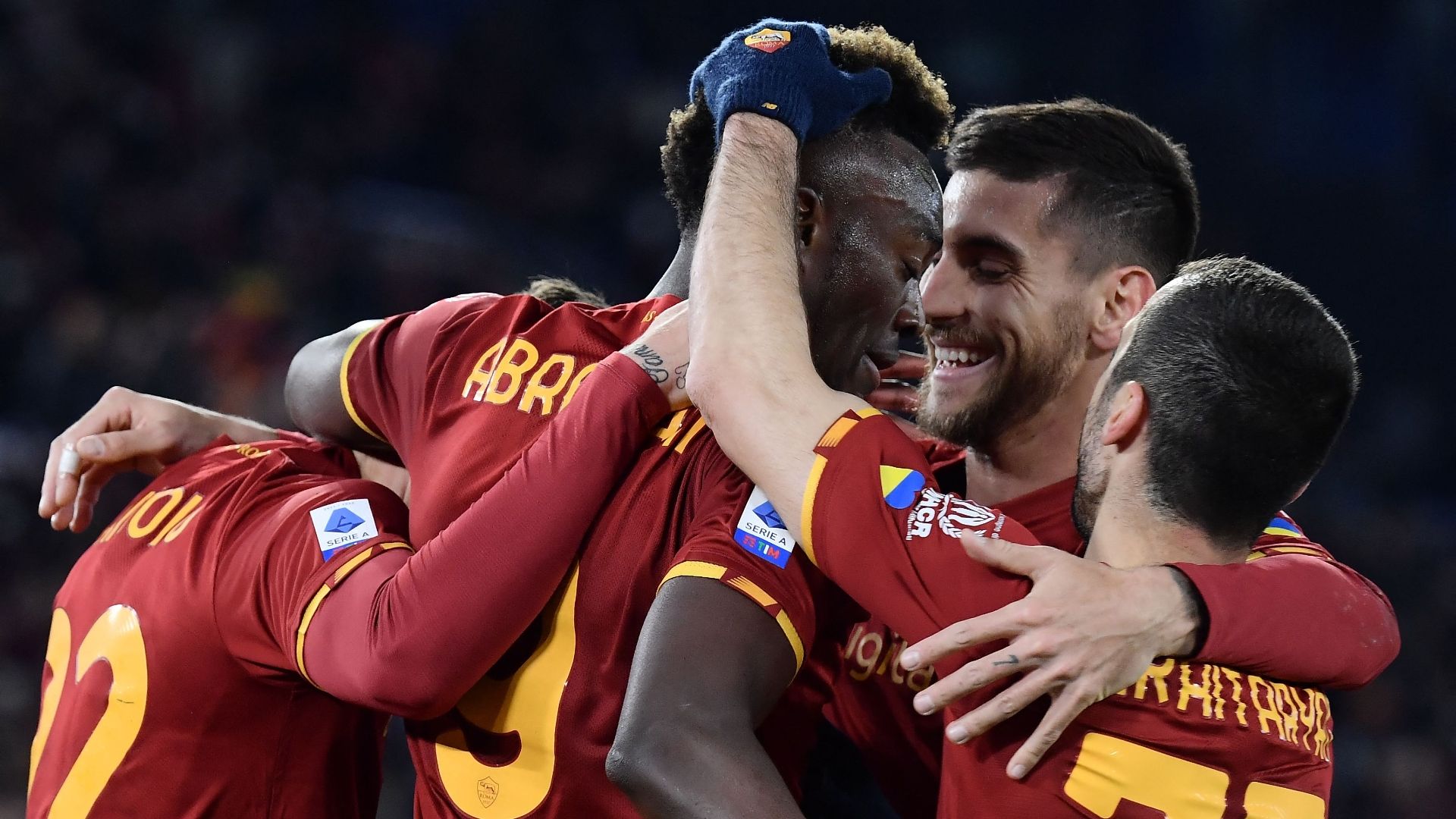 Roma celebrating Atalanta Serie A