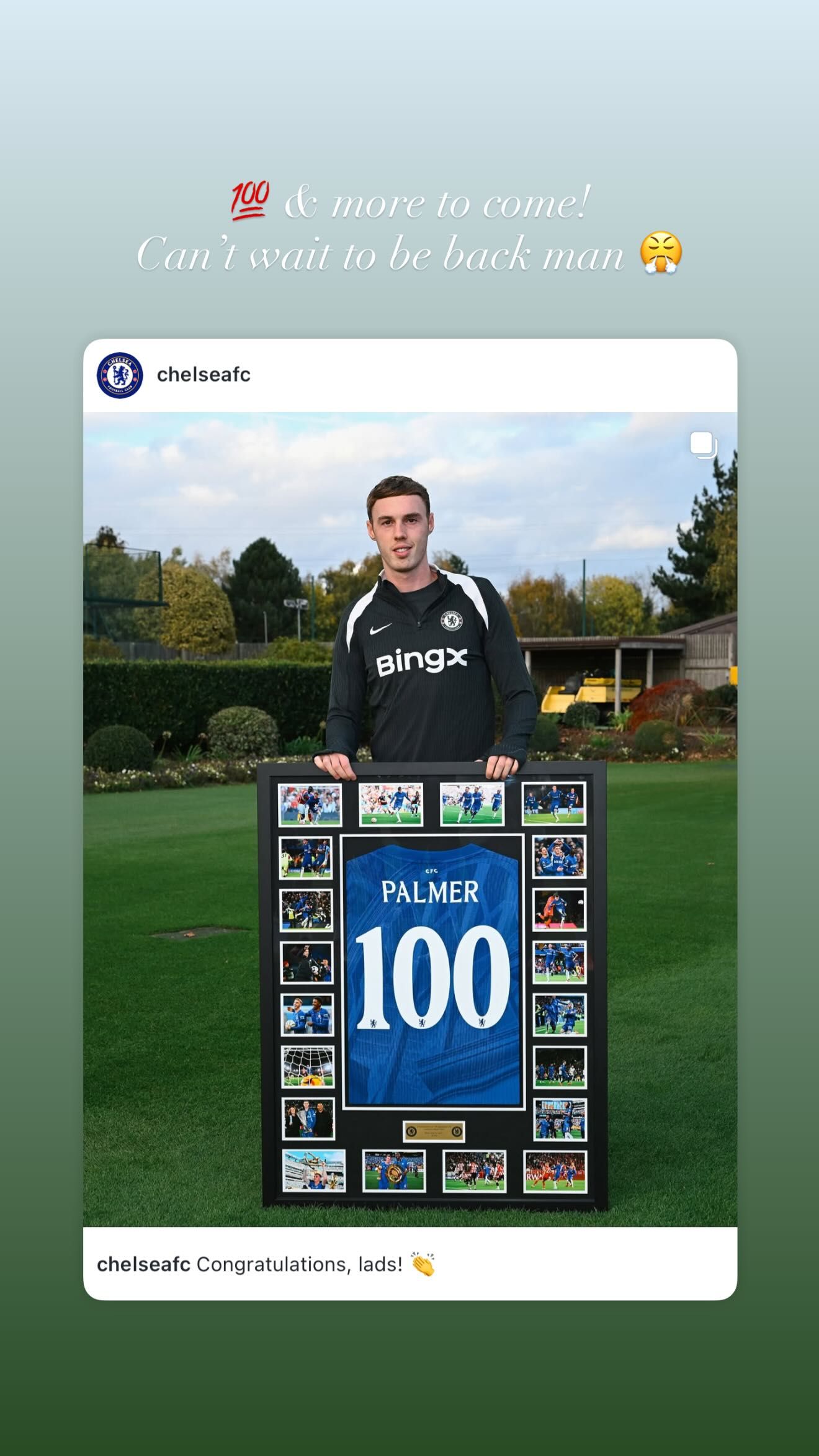 Cole Palmer 100 appearances Instagram