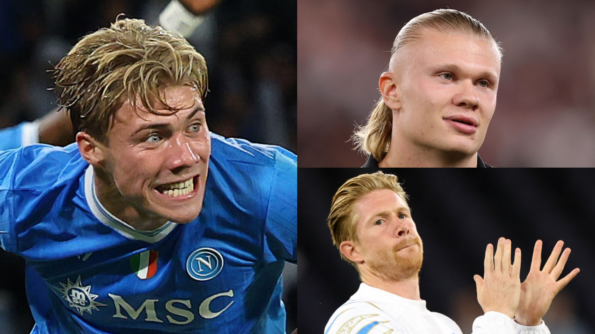 GFX Rasmus Hojlund Erling Haaland Kevin De Bruyne