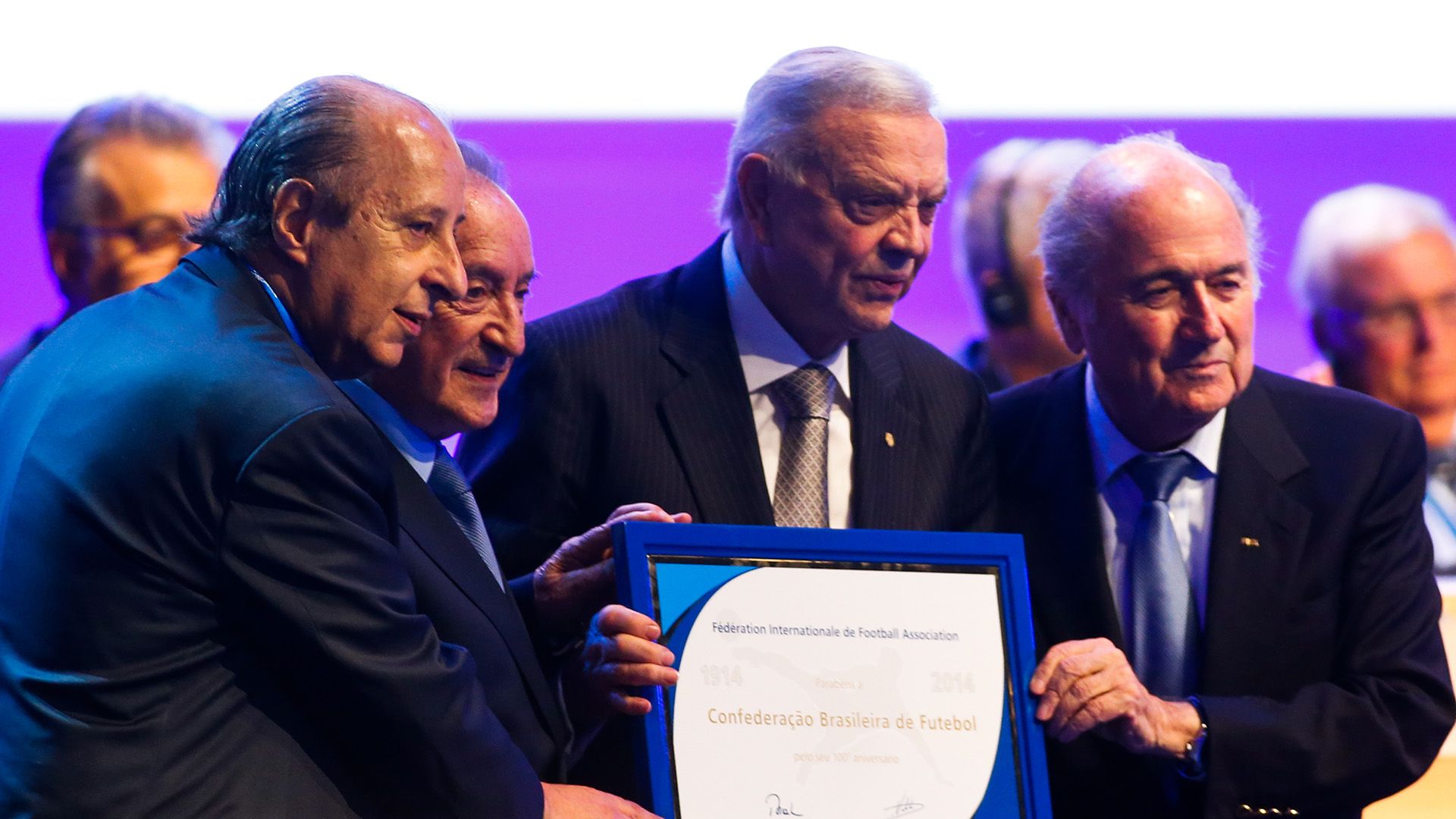 Marco Polo del Nero Sepp Blatter Jose Maria Marin Fifa Congress 11062014