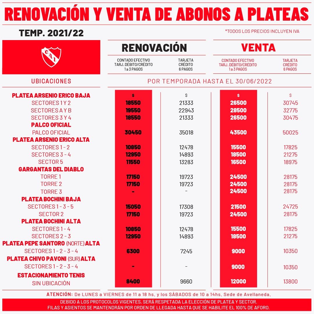 Abonos Independiente 2021 22
