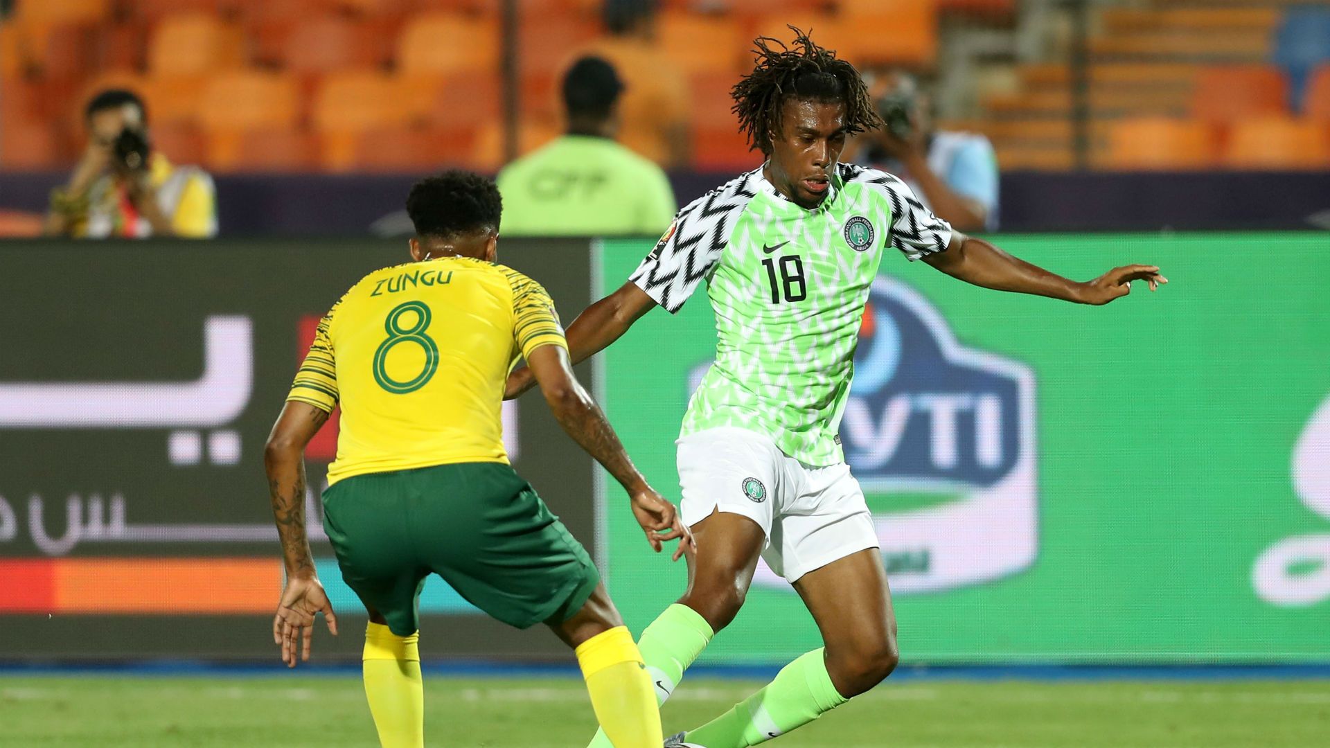 Nigeria v South Africa July 2019 - Alex Iwobi and Bongani Zungu