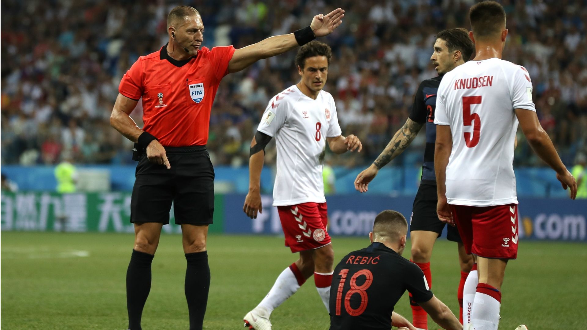 Nestor Pitana Ante Rebic Croatia Denmark World Cup 01072018