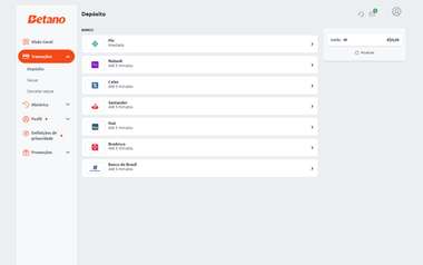 Betano métodos de pagamento