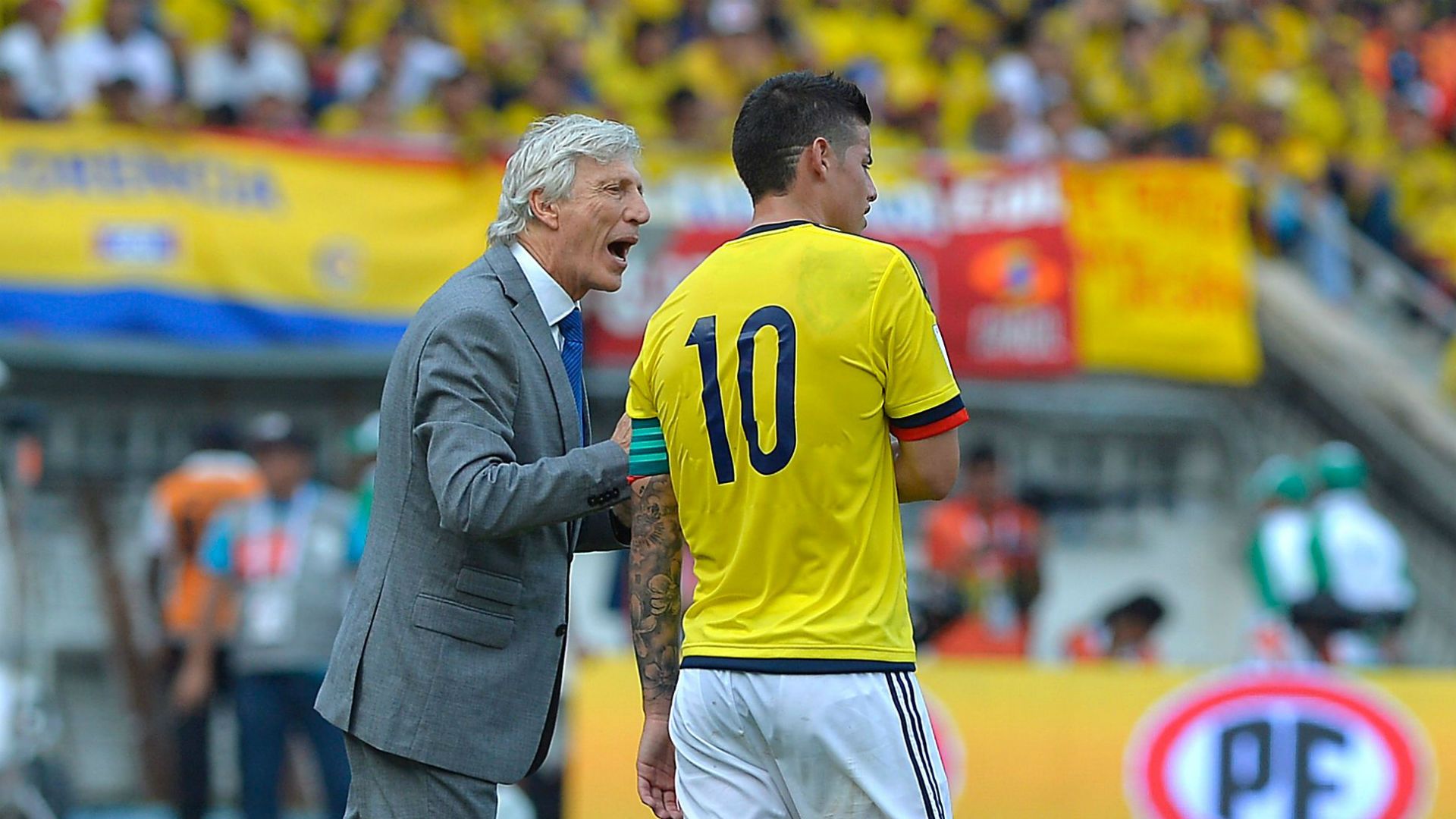 José Pekerman & James Rodríguez Colombia vs Chile Eliminatoria 10112016