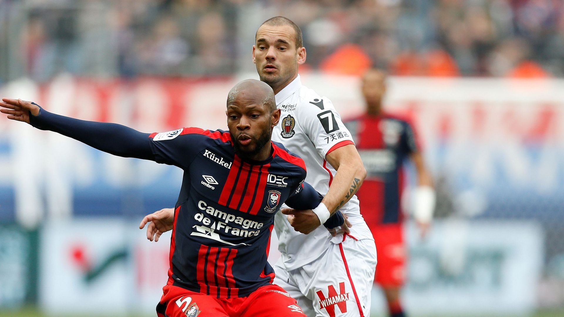 Pierre Lees Melou Wesley Sneijder Caen Nice Ligue 1 11192017