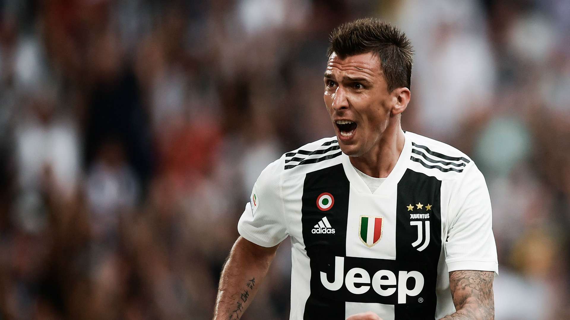 Mario Mandzukic celebrating Juventus Lazio