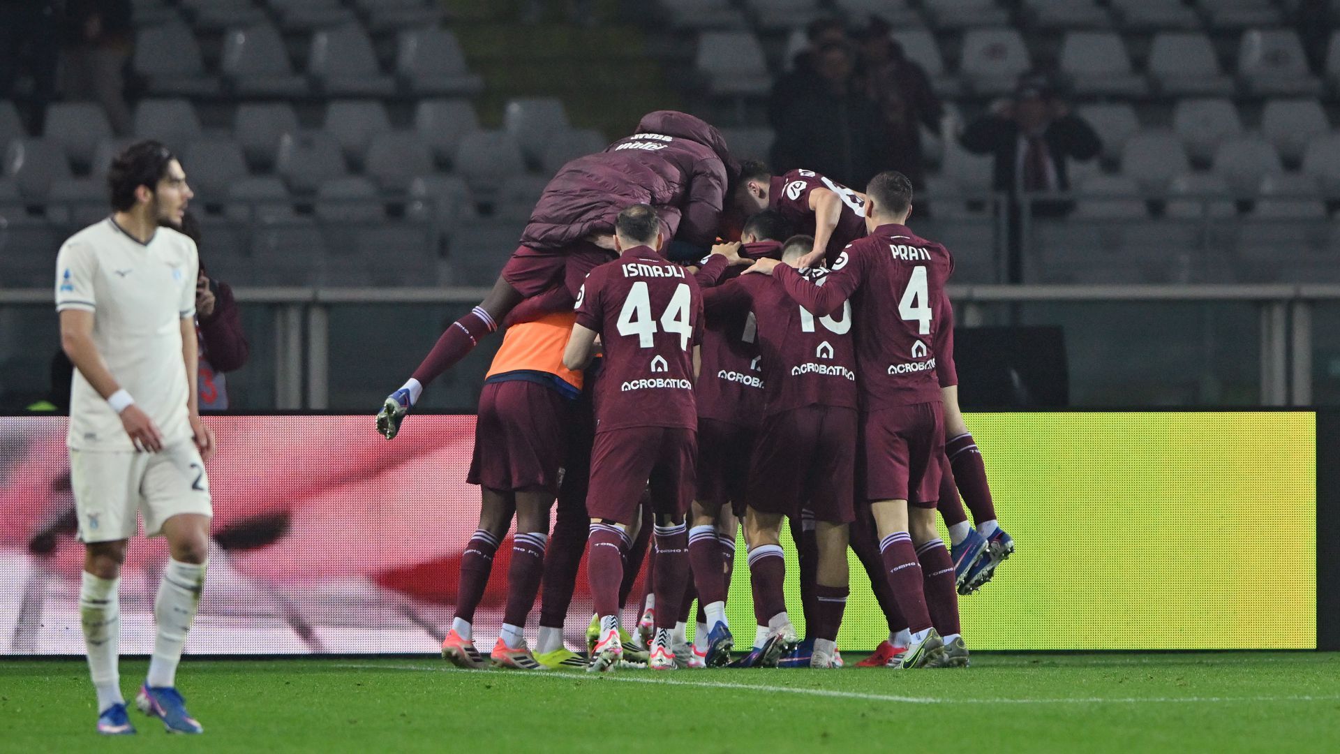 Torino players celebrating Torino Lazio Serie A
