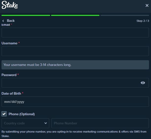 Registration Form Stake